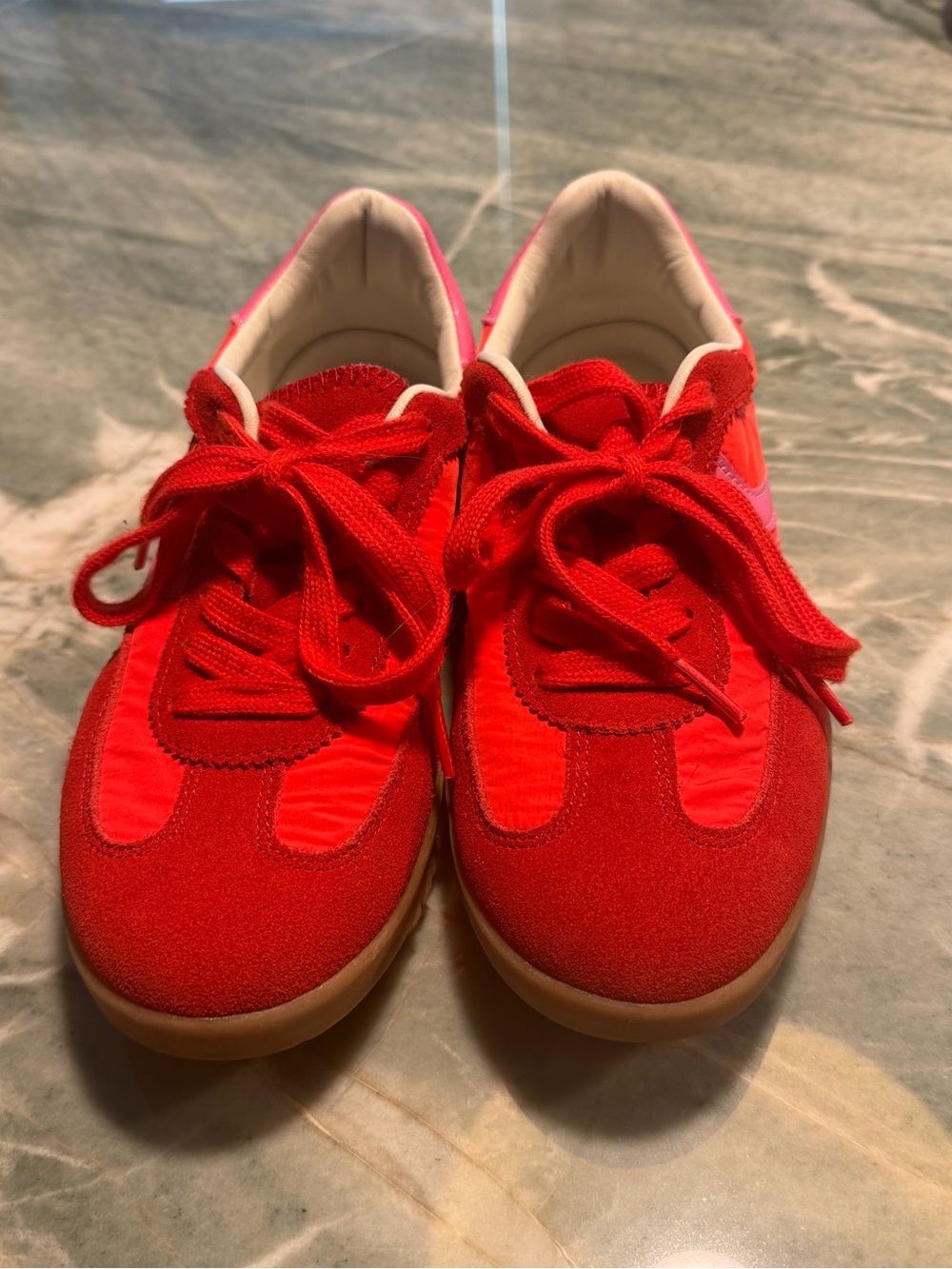Steve madden sneakers pink and red, size 9 (fits more like 8.5)